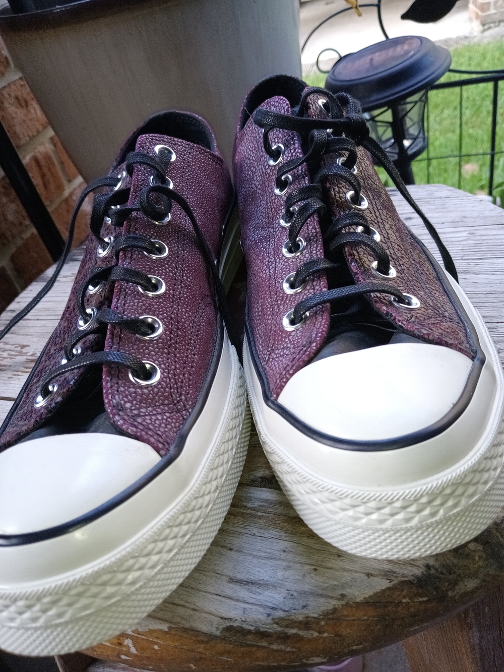 Converse Low-Top Metallic Plum Platform Sneakers